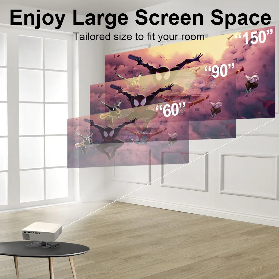 Smart Mini Projector 340ANSI Lumen Portable Projector 4K with WIFI Bluetooth 5.1 1080P Home Movie Theater Outdoor Cinema Beamer